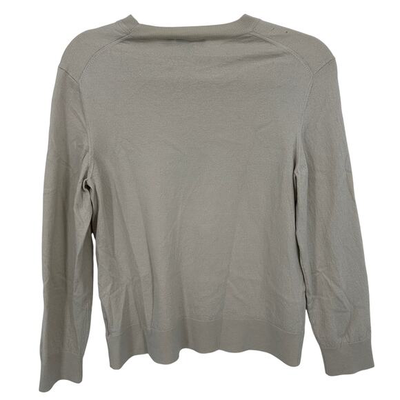 Theory Women's New Ivory Crewneck Sweater in Regal Wool, New Ivory, Size L, Flaw - Picture 3 of 9